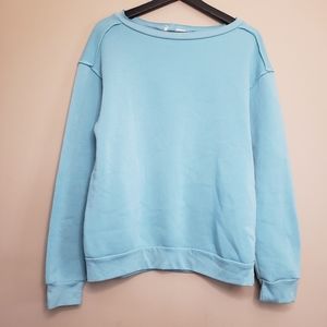 Treasure and Bond exposed hem pullover sweatshirt M blue